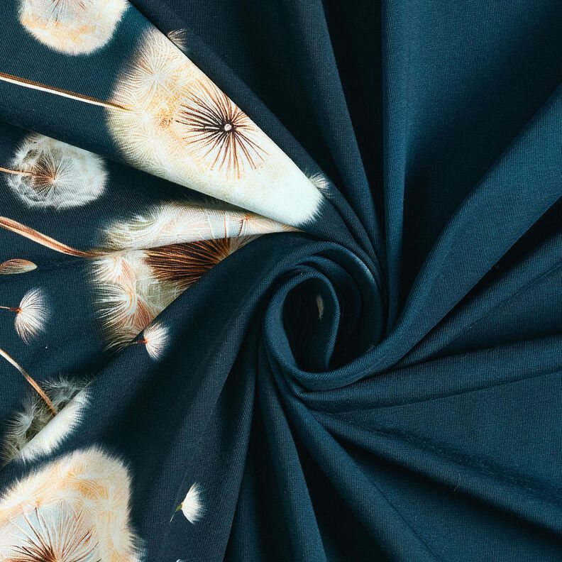 Puuvillajersey Voikukat Reunuskangas | Glitzerpüppi – sinimusta/manteli,  image number 3