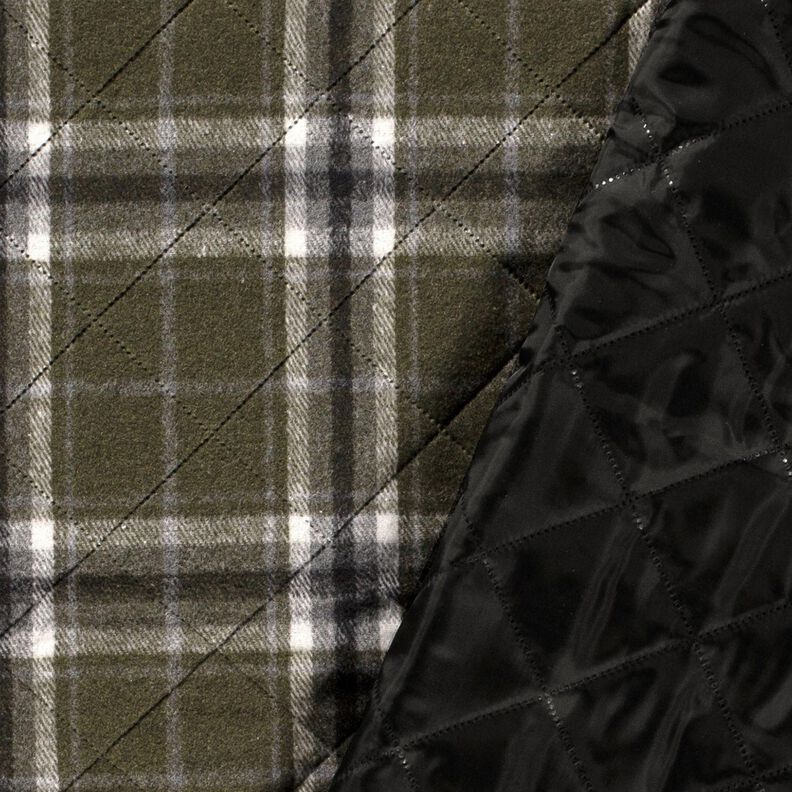 Tikkikangas ruudullinen – tummaoliivi/kivenharmaa,  image number 2