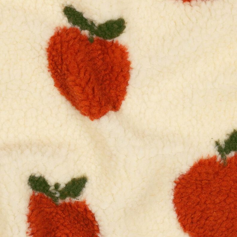 Teddyplyysi Omenat | Poppy Fabrics – villanvalkoinen/terrakotta,  image number 2