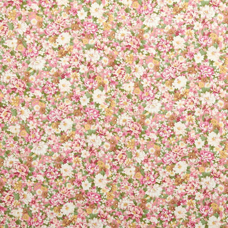 Puuvillapopliini Romanttiset kukat – roosa/beige,  image number 1