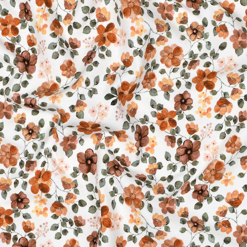 GOTS Puuvillajersey Syyskukat Digitaalipainatus &ndash; valkoinen/ruusunpunainen,  image number 2