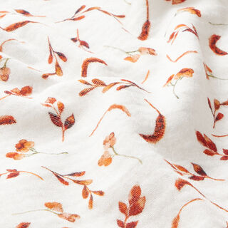Musliini-/kaksikerroksinen kangas Kukat ja hedelmät – valkoinen, 
