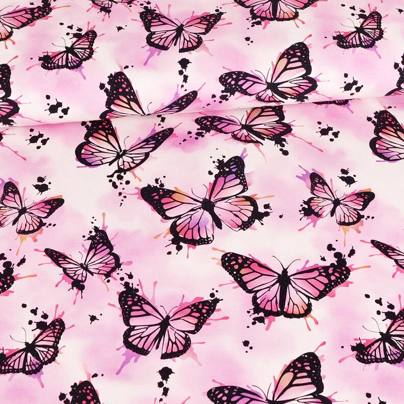 Puuvillajersey Butterfly Splashes | Glitzerpüppi – pastellivioletti,  image number 2