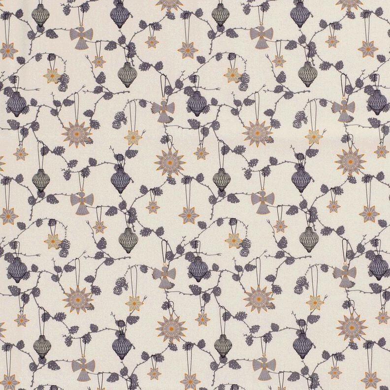 Puuvillakangas Popliini Skandinaaviset joulukuusen koristeet – vaalea beige,  image number 1