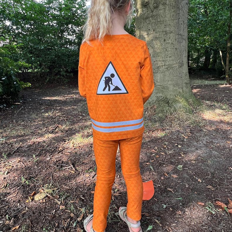 French Terry Kesäcollege Reunuskangas Ollapa kerran rakennustyöntekijä – vaaleanoranssi/hopeanharmaa,  image number 7