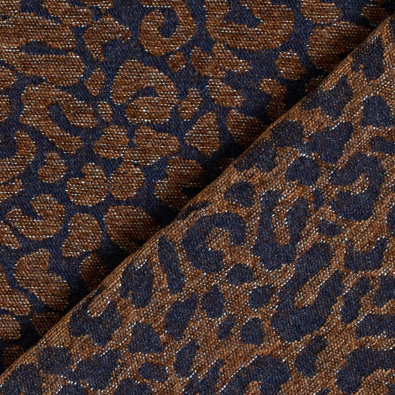 Housukangas farkkujäljitelmää leopardikuvio – keskiruskea/yönsininen,  image number 4