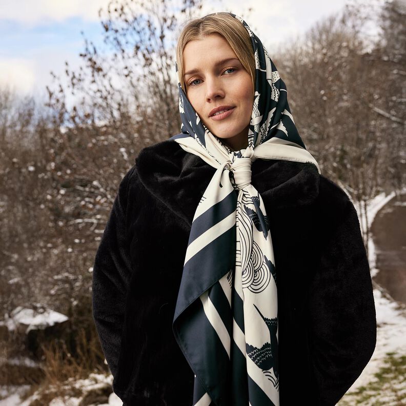 Satiinipaneeli Pääskyset | Katia Fabrics – antrasiitti/kerma,  image number 9