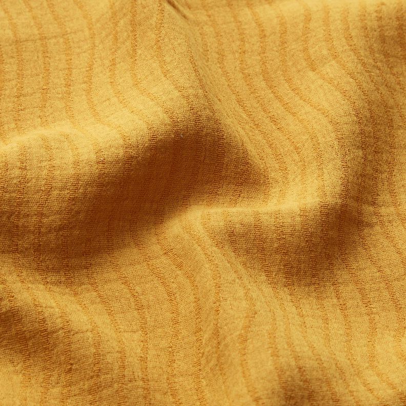 Pellava-puuvilla-sekoite Jacquard Aaltokuvio – currynkeltainen,  image number 2