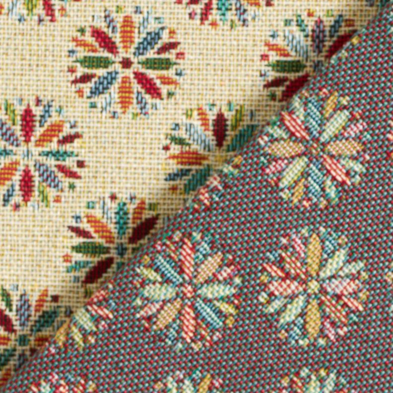 Sisustuskangas Gobeliini Pienet kukkamandalat – vaalea beige/punainen,  image number 4