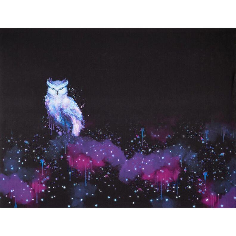 Puuvillajersey Talvipöllö Paneeli | Glitzerpüppi – musta/rypäle,  image number 5