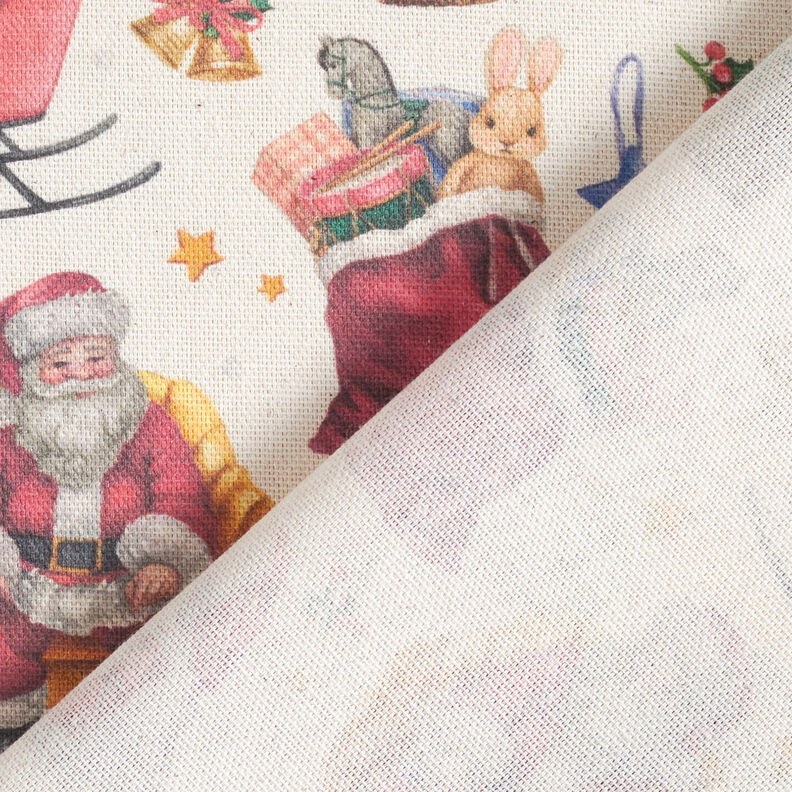 Sisustuskangas Puolipanama Nostalginen joulunaika &ndash; luonnonv&auml;rinen/punainen,  image number 4