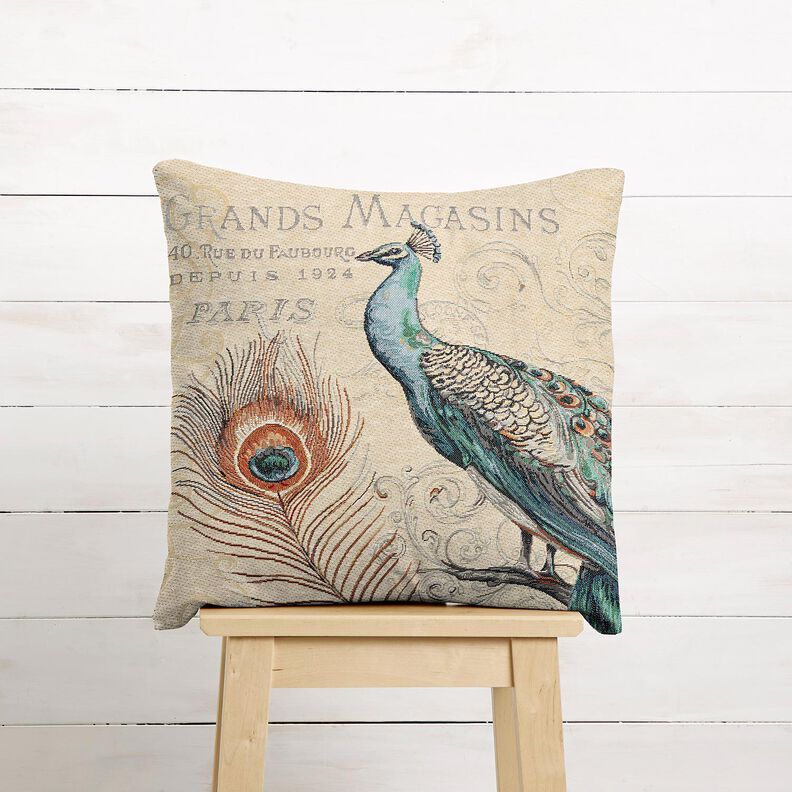 Koristepaneeli Gobeliini Riikinkukko &ndash; vaalea beige/sininen,  image number 6