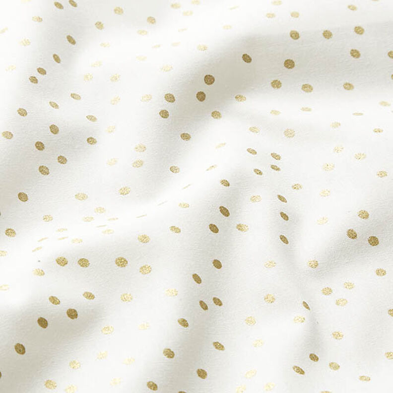 Puuvillakangas Popliini Hienot pilkut – villanvalkoinen/kulta,  image number 2