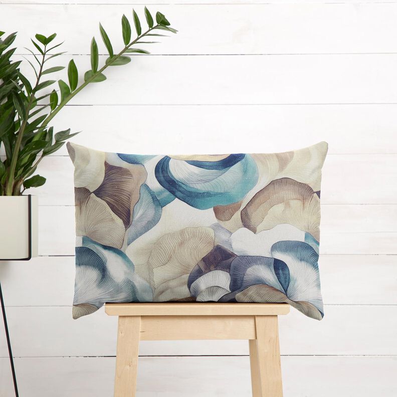 Sisustuskangas Puolipanama Abstrakti kasvi – sininen/kupari,  image number 7