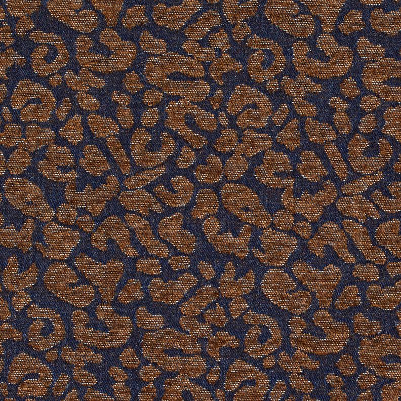 Housukangas farkkujäljitelmää leopardikuvio – keskiruskea/yönsininen,  image number 1