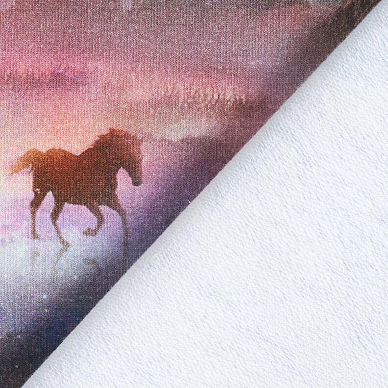 French Terry Kesäcollege Mystiset hevoset Digitaalipainatus – pastellivioletti,  image number 5