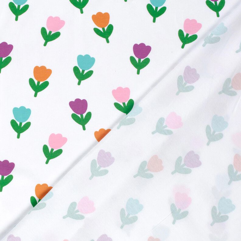 Puuvillajersey Tyylitellyt tulppaanit – valkoinen/punalila,  image number 4