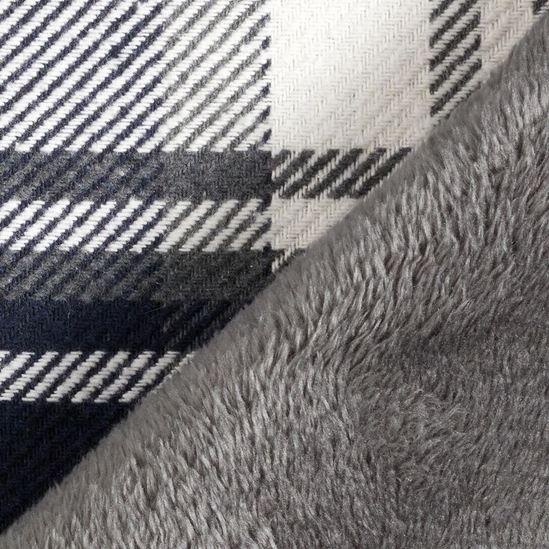 Takkikangas ruudullisella turkiskääntöpuolella – yönsininen/savenharmaa,  image number 4