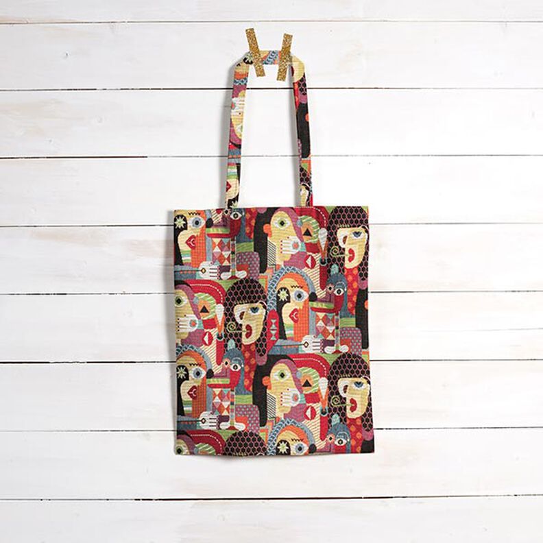 Sisustuskangas Gobeliini Abstraktit kasvot &ndash; musta,  image number 7