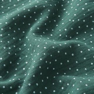Musliini-/kaksikerroksinen kangas Pikkupilkut – tummanvihreä/valkoinen, 