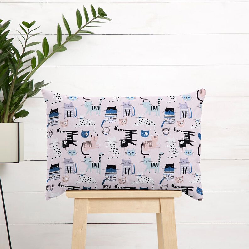 Puuvillakangas Kretonki Abstraktit kissat – vaaleanpunainen/valkoinen,  image number 7