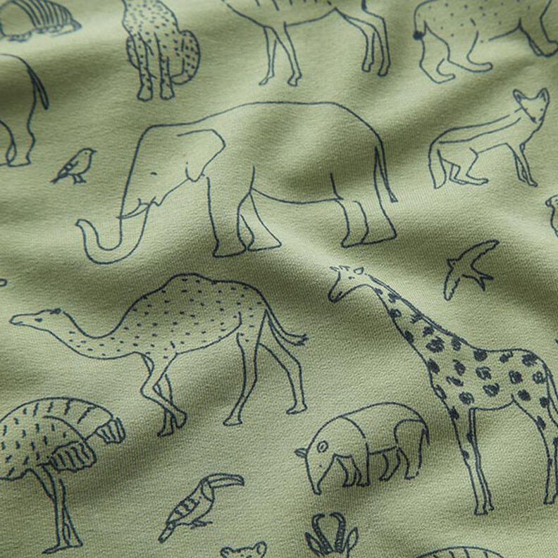 French Terry Kesäcollege gezeichnete Safari-Tiere – vaalea khaki,  image number 2