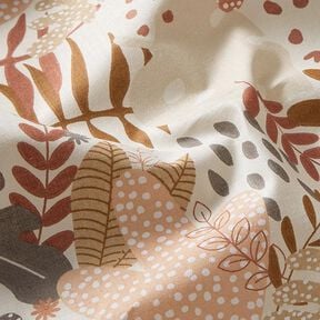 Puuvillakangas Kretonki Abstraktit viidakon kasvit – terrakotta/aprikoosi, 