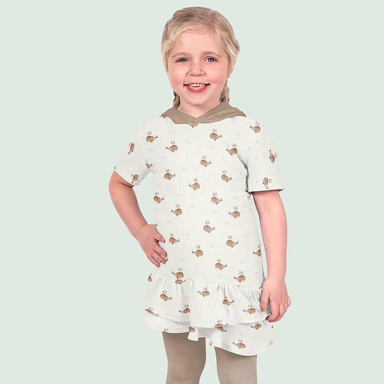 Musliini-/kaksikerroksinen kangas Raidallinen valas Digitaalipainatus – norsunluu,  image number 6