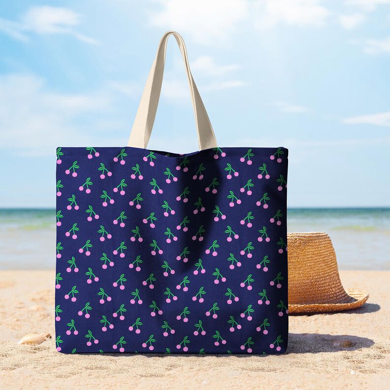 Pinnoitettu puuvilla Sievät kirsikat – laivastonsininen,  image number 5