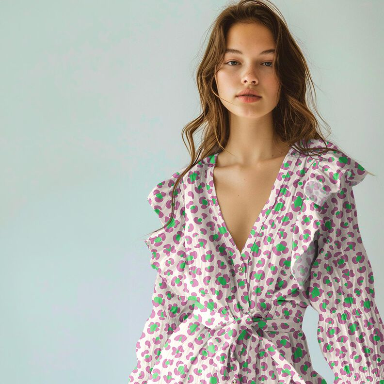 Musliini-/kaksikerroksinen kangas Värikäs leopainatus | Poppy Fabrics – norsunluu/vaaleanvihreä,  image number 5