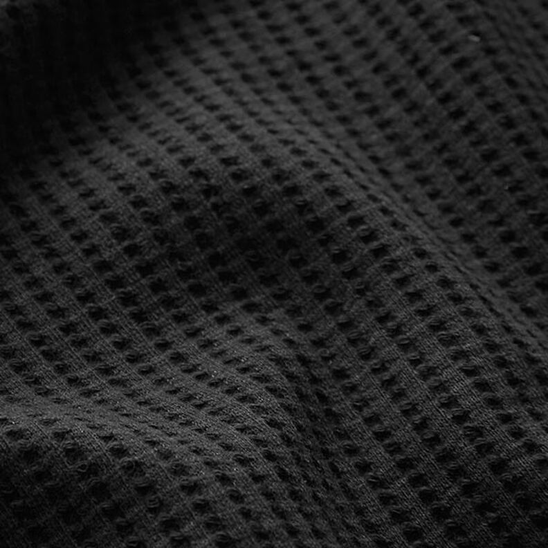 Puuvillainen vohvelijersey Yksivärinen – musta,  image number 2