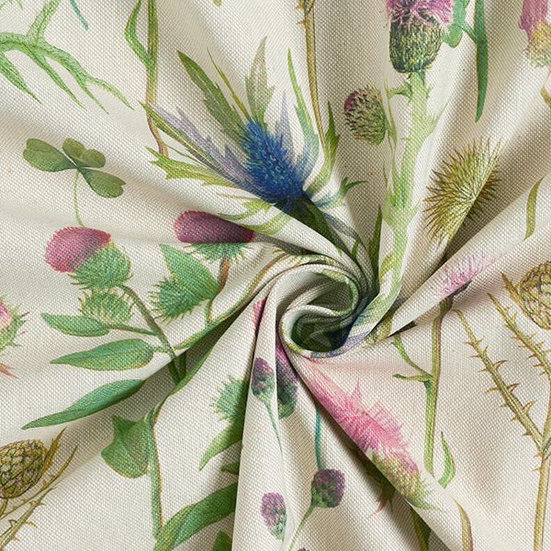 Sisustuskangas Puolipanama Ohdakkeet &ndash; pinja/luonnonv&auml;rinen,  image number 3