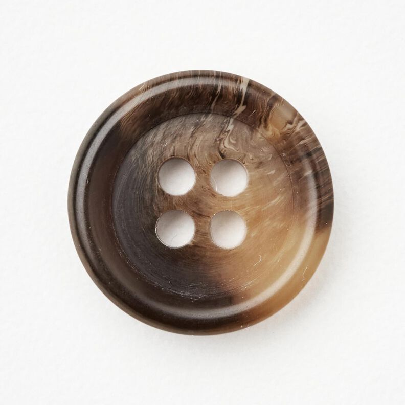 4-reikäinen pyöreä nappi [Ø 15 mm] – mustanruskea,  image number 1