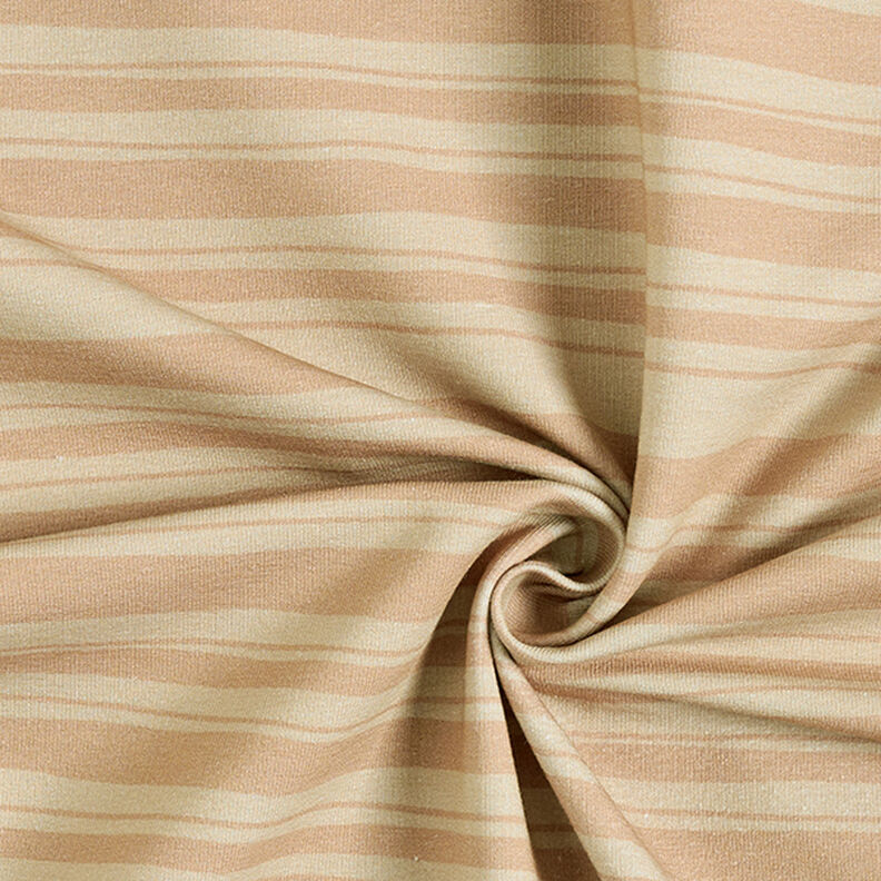 French Terry Epäsäännölliset raidat – vaaleanruskea/tumma beige,  image number 3