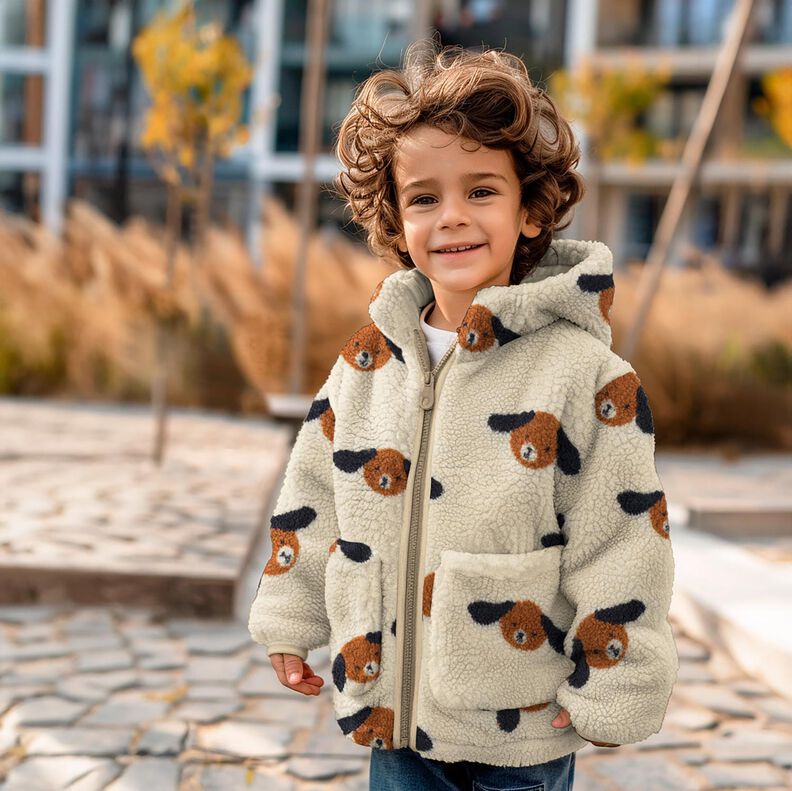 Teddyplyysi Koirien päät | Poppy Fabrics – vaalea beige/mustanruskea,  image number 5