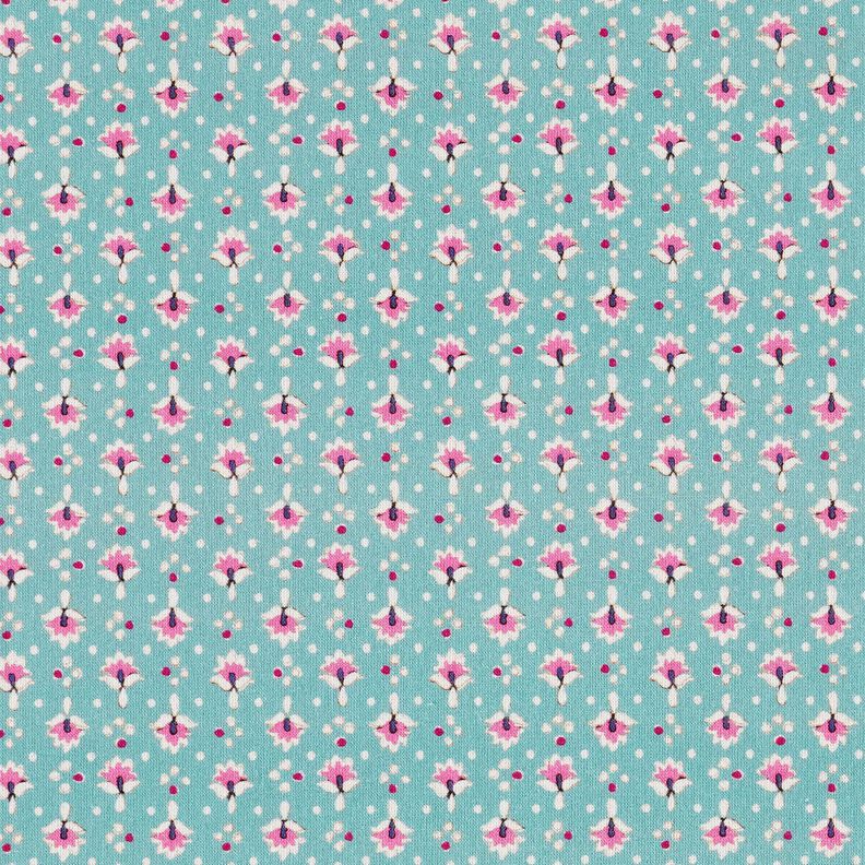 Puuvillakangas Popliini Pienet koristeet – mintunvihreä/pastellinvioletti – minttu/pastellivioletti,  image number 1