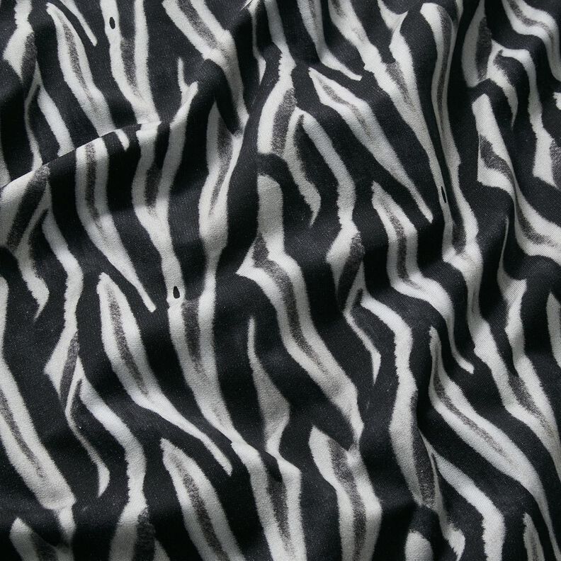 French Terry harjattu Seepra Digitaalipainatus &ndash; musta/hopea,  image number 2