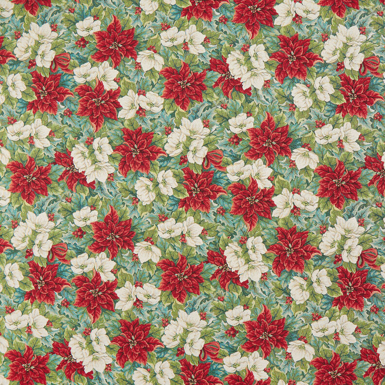 Sisustuskangas Gobeliini Joulutähdet Kaksivärinen – vaalea beige/punainen,  image number 1