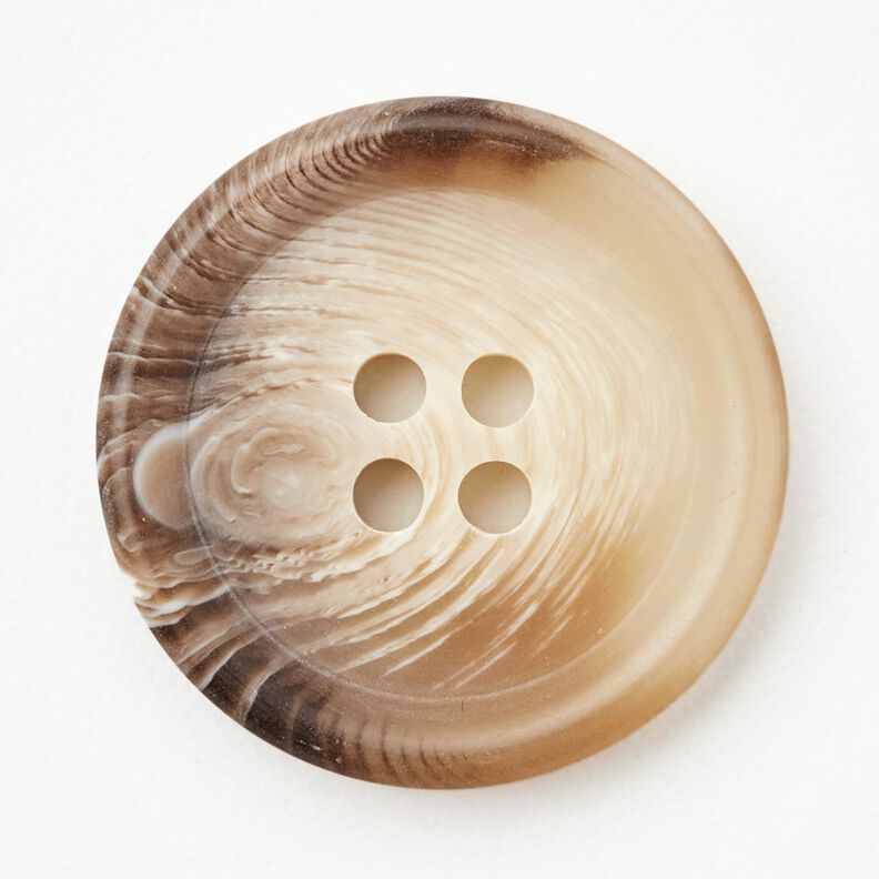 4-reikäinen pyöreä nappi [Ø 25 mm] – luonnonvärinen/tummanruskea,  image number 1