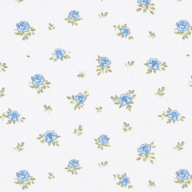 Puuvillapopliini Herkät ruusut – vaaleansininen/valkoinen,  image number 1