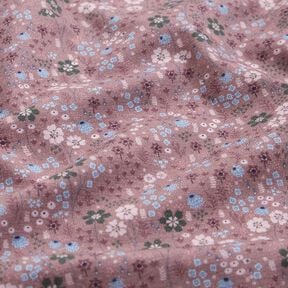Puuvillajersey Metsäkukkaniitty Digitaalipainatus – tumma vanharoosa, 