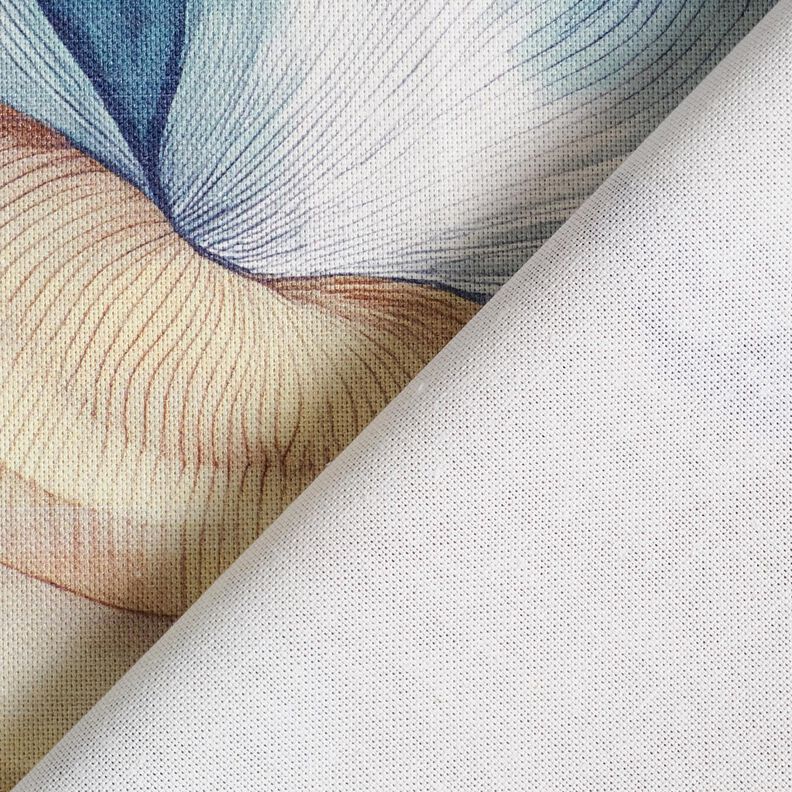 Sisustuskangas Puolipanama Abstrakti kasvi – sininen/kupari,  image number 4