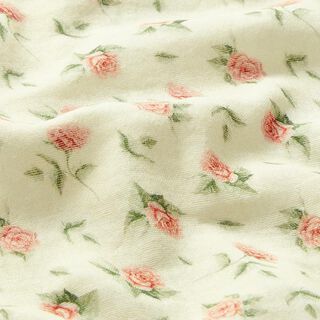 Musliini-/kaksikerroksinen kangas Pienet ruususet Digitaalipainatus | Stenzo – villanvalkoinen, 