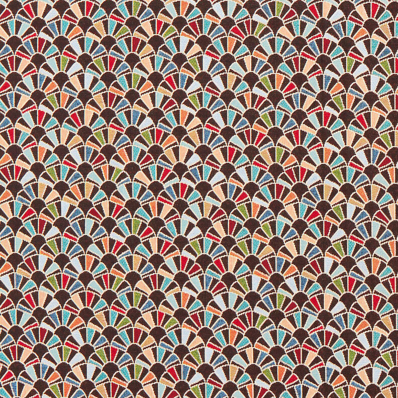 Sisustuskangas Gobeliini Retro Viuhkat – musta/karmiininpunainen,  image number 1