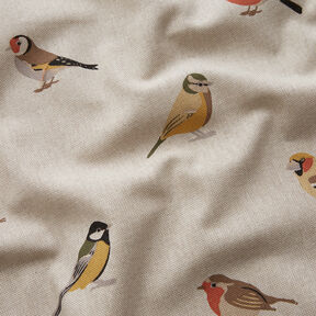 Sisustuskangas Puolipanama Pienet pihalinnut – luonnonvärinen, 