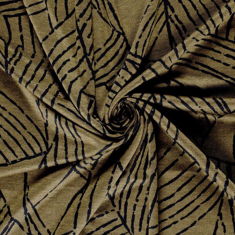 Romanitjersey abstraktit lehdet &ndash; tummaoliivi/musta,  image number 3