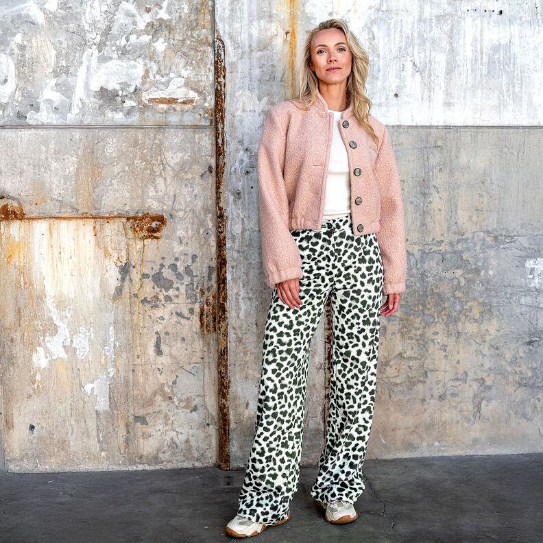 Joustava veluuri, lumileopardikuvio – norsunluu/musta,  image number 5