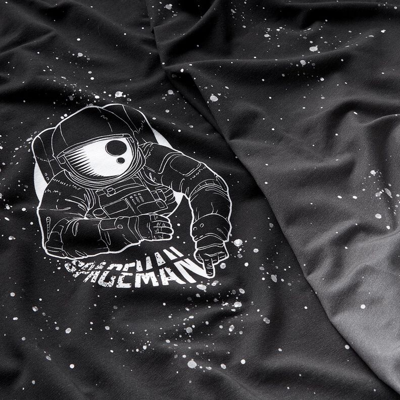 French Terry Paneeli Spaceman | Glitzerp&uuml;ppi &ndash; musta/valkoinen,  image number 2