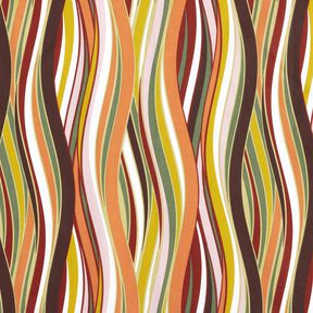 Puuvillakangas Kretonki Kaarevat raidat &ndash; valkoinen/vaaleanoranssi, 