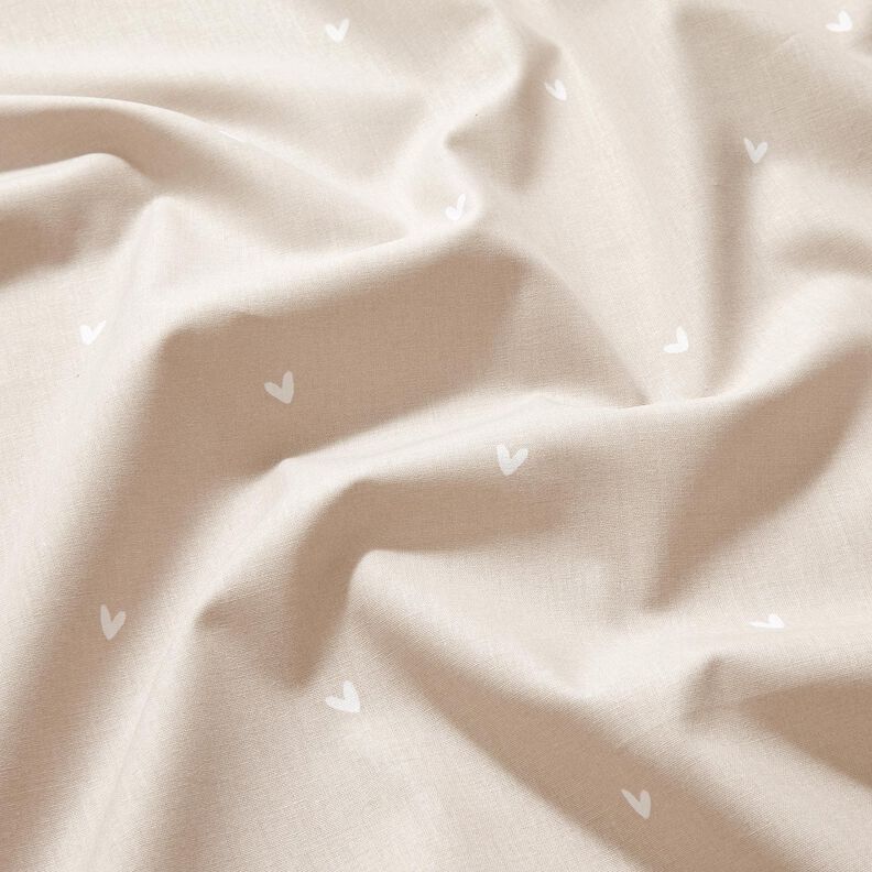 Puuvillapopliini Herkät sydämet – sumunharmaa,  image number 2